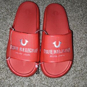 True Religion Kids Bright Red Slide Sandals